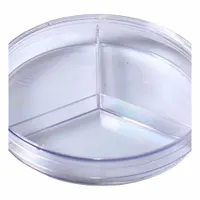 Petri Dish: 99.82 mm Dia, 14.99 mm Overall Ht, No Surface Treatment, (3) Compartments/No Rim, Clear (MPN 322802)