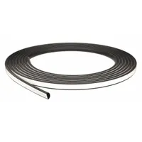 This D-shaped EPDM foam rubber seal features a self-adhesive backing for quick installation. It provides compression sealing against air, moisture, dust, and vibration in applications such as enclosures, doors, panels, and machinery. The black EPDM material offers resistance to weathering and ozone
