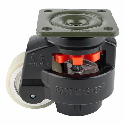FOOT MASTER GD-100-F-HUP-FBL Medium Duty Leveling Plate Caster - General Purpose Leveling Plate Casters