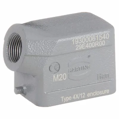 HARTING Rectangular Connector Hood: Size 6 B, Side, Single-Entry, M20 Cable Entry - Hoods for Rectangular Connectors