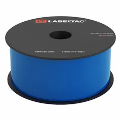 Continuous label roll for LabelTac 4 Pro printer. Blue gloss vinyl with magnetic adhesive for indoor/outdoor use. Suitable for temporary signage and asset identification on metal surfaces.