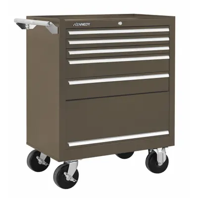 KENNEDY Rolling Tool Cabinet: Brown / Brown Drawer, 27 in W x 18 in D x 35 in H - Heavy-Duty Rolling Tool Cabinets