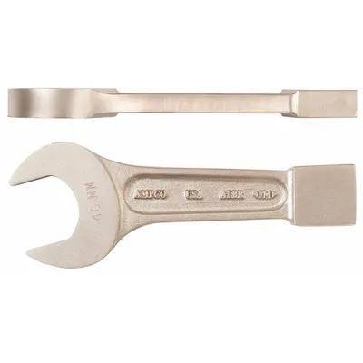 AMPCO Striking Wrench: Aluminum/Bronze, Natural, 4 5/8 in Head Size - SAE, Straight Handle, Nonsparking, Striking Open End Wrenches