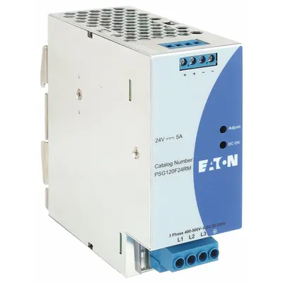 EATON DC Power Supply: DIN Rail, 120 W Output Power - Rated, 5 A Current - Output - DIN Rail Mount DC Power Supplies