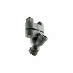 This carbon steel Y strainer features 2 in NPT connections and a perforated 304 stainless steel screen with 0.0469 in openings. The seal material is also 304 stainless steel. It is used in pipelines to remove solid particles from liquids or gases, protecting downstream equipment.