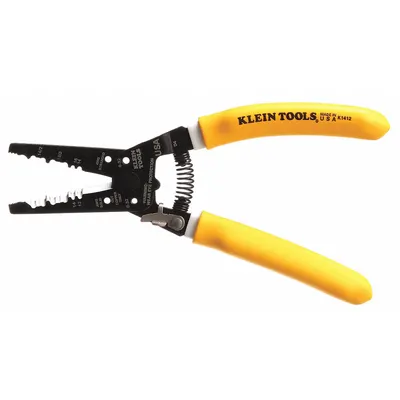 KLEIN TOOLS Curved Wire Stripper: 14 AWG to 12 AWG, 7 3/4 in Overall Lg, Std Cushion Grip - Electrical Wire Strippers
