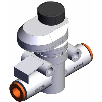SMC Speed Controller: In-Line Fitting, Screw, 3/8 in Valve Body Size - In-Line Speed Control Valves