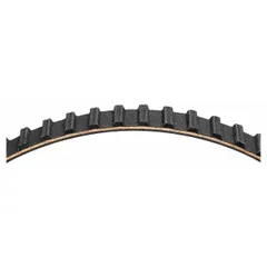 This DAYCO belt serves as both a timing belt and a metric V-belt, with an effective length of 1,181 mm and fiberglass reinforcing cord. It is used in engine timing systems and power transmission applications in vehicles and industrial machinery.