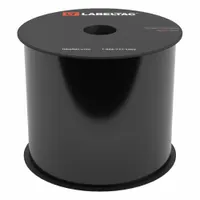 Continuous label roll for LabelTac Pro X printer. 4 in x 25 ft black gloss vinyl with magnetic adhesive for indoor/outdoor use. Suitable for temporary or repositionable labeling on ferrous surfaces