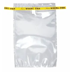 This WHIRL-PAK standard sterilized bag is designed for sample collection and transport. It has a 24 fl oz (710 mL) capacity and a 9-inch overall length. The clear bag meets USDA standards and is suitable for liquid or solid samples in food processing, agriculture, and environmental testing.