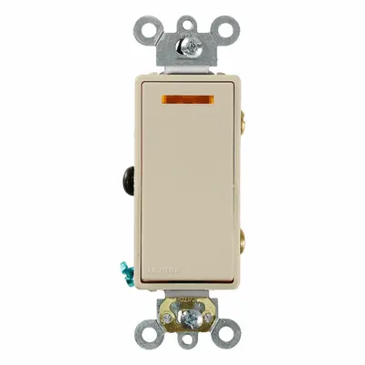 LEVITON Wall Switch: Rocker Switch, 3-Way, Maintained, Ivory, 120V AC - Rocker Wall Switches