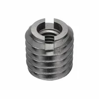Heavy wall self-locking insert with #10-32 UNF internal thread and 3/8-16 UNC external thread. External thread fit 2A, internal fit 2B. Compatible with 3/8-16 tap. Used to repair or reinforce threads in metal assemblies where high pull-out strength is required