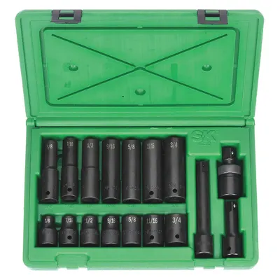 SK PROFESSIONAL TOOLS Impact Socket Set: 1/2 in Drive Size, Small Set (0-50 pieces) Set Size - SAE Impact Socket Sets