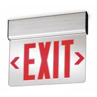 Edge-lit Exit Sign: 2 Faces, Red, Aluminum, Universal Field Selectable Chevrons, LED, Silver (MPN EDGNY 2 R M4)