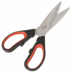 These CRESTWARE straight kitchen shears feature an ergonomic handle for comfortable use and a 3 1/2 in cut length. Ambidextrous design suits both left- and right-handed users. NSF certified for food-contact surfaces. Suitable for cutting food items, packaging, and general kitchen tasks.