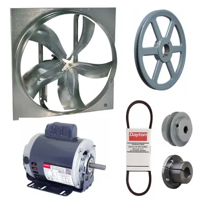 Dayton Exhaust Fan with Drive Package: Belt Drive, 24 in Blade, 1/2 hp, 6,950 cfm - Belt-Drive Panel Exhaust Fans with Drive Package