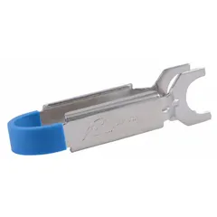 Stainless steel disconnect tongs for releasing push-fit fittings from piping systems. Designed for 3/4 in tube size. Used in plumbing maintenance and repair tasks.