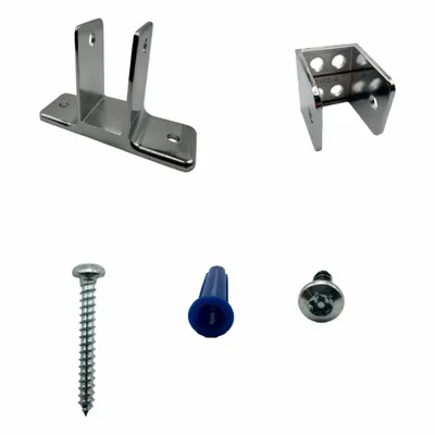HADRIAN Intermediate Panel Kit: Chrome Zamac - Brackets, Alcove Clips & Channels for Bathroom Partitions