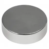 Neodymium disc magnet with 1/2 in outside diameter, 0.125 in thickness, and 6.08 lbf max pull force. Silver round magnet for holding, positioning, and light-duty fixturing in industrial applications such as jigs, sensors, and temporary mounting