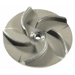 This impeller is a replacement component for straight centrifugal pumps. Constructed from 316 stainless steel, it is suited for moving water or other fluids in industrial applications such as water treatment, irrigation, and process pumping. Compatible with Dayton pump model 2ZXT5.
