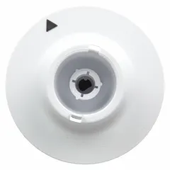 Knob skirt for Whirlpool washing machines and dryers. This plastic component mounts behind the control knob to provide a smooth turning surface and prevent rubbing against the control panel. Used during repair or replacement of worn or missing knob skirts on appliance control panels.
