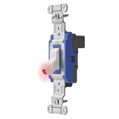 HUBBELL Wall Switch: Toggle Switch, Single Pole, Maintained, White, 120/277V AC - Toggle Wall Switches