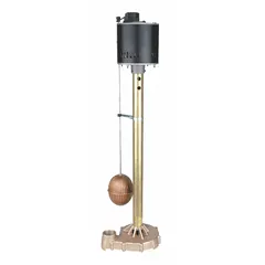 This pedestal sump pump is designed for general dewatering applications, such as removing accumulated water from sump basins in basements, crawl spaces, and low-lying areas. It features a 115V AC single-phase motor, stainless steel impeller and base, brass column, and an integral vertical float switch. The pump delivers 37 gpm at 10 feet of head with a maximum head of 18 feet and has an FNPT discharge connection.