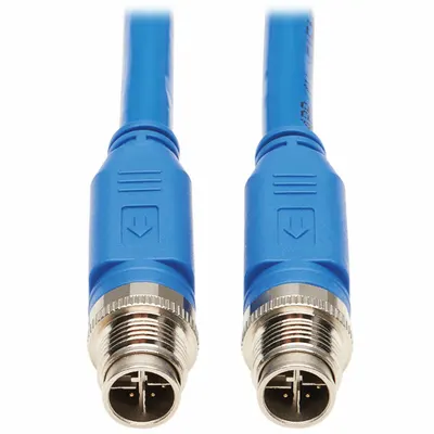 EATON TRIPP LITE M12 to M12 PoE++ Cordset, Cat6a, X Coding, IP68, Blue, 3m - M12 Connector to M12 Connector Power over Ethernet (PoE) Cordsets