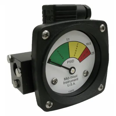 MIDWEST INSTRUMENT 522A-025V-LA Differential Pressure Indicator with Switch - Differential Pressure Indicators with Switch