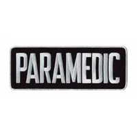 HEROS PRIDE Embroidered Patch: Paramedic, 11 in x 4 in, Navy/White, Polyester/Rayon, Back (MPN 5241)