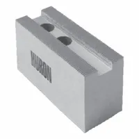 This pointed serrated lathe jaw is designed for use in turning operations, providing secure gripping of workpieces. It features a steel construction and serrated surface for clamping in industrial metalworking environments. The jaw is intended for a 15-inch chuck and has a mounting bolt size of M20
