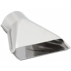 This deflector nozzle for heat guns directs airflow for tasks such as stripping paint, thawing pipes, or shrinking tubing. Made of glass to withstand high heat. Overall height 1 7/16 in, overall width 5 5/16 in.
