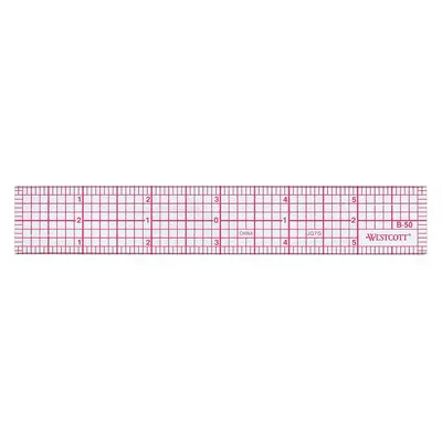 WESTCOTT Ruler: B-50, Transparent Grid, 6 in, 0.04 in Thick, 1/16 in, Red, Flex - Plastic Rulers