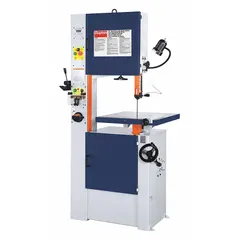This manual vertical combination band saw offers a cutting capacity of 10 3/4 in x 18 in and a blade speed range of 82 to 385 SFPM. It operates on 115/230V AC, single-phase power. Suitable for contour cutting, notching, and straight cuts in metal, wood, and plastic workpieces.