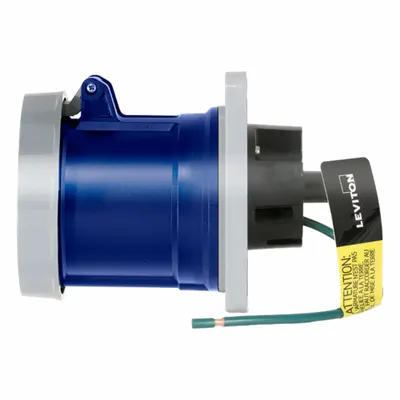 LEVITON Pin and Sleeve Receptacle: Blue, 250V AC, Three Phase, 60 A, 3 Pole, 4 Wire - Washdown-Rated Receptacles