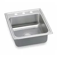 ELKAY Bowl Drop-In Sink: 22 in Overall Lg, 19 1/2 in Overall Wd, 10 in Bowl Dp, 16 in Bowl Lg, 18 ga (MPN DLR2022103)