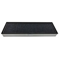 Carbon filter for fume hoods, designed to adsorb chemical vapors and odors in laboratory and industrial ventilation systems. Overall height 12 inches, overall width 31 1/2 inches. Manufacturer part number 200F CR36E.