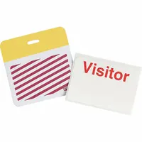 Card Clip On Badge: Visitor, Vinyl, White, 2 in Card Ht, 3 in Card Wd, 500 PK (MPN 95645)