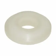 Polypropylene valve seat for 0.5 in pumps. Provides a sealing surface to prevent backflow in fluid handling systems. Suitable for applications requiring corrosion resistance.
