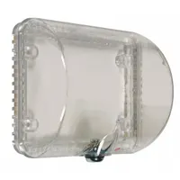 Clear polycarbonate thermostat guard for indoor wall-mounted thermostats. Includes mounting hardware. Overall depth 4 5/8 in. Helps protect against vandalism and accidental damage