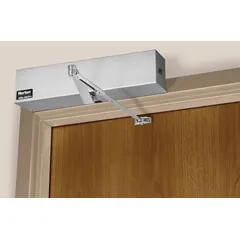 Heavy-duty low energy door operator for interior/exterior limited-traffic applications. ADA compliant, Performance Grade 1, with Black Suede powder coated finish. Non-hold open closer type. Dimensions: 37 3/8 in L x 4 3/4 in W x 2 3/4 in H.