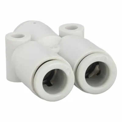 SMC KQ2U06-00A Push-Fit Wye Fitting, 6 mm OD, Polybutylene Terephthalate, White - Polybutylene & Brass Tube Fittings
