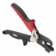 This notcher is designed for creating louvered notches in vinyl fence materials. It features a plastic construction with a spring assist handle to reduce hand fatigue during repetitive use. The tool produces a 1-inch deep notch, suitable for fence panel fitting and repair.