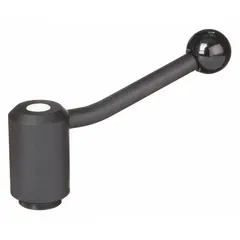 Adjustable tension lever with threaded hole for clamping, positioning, and locking components on machinery and fixtures. Steel construction with 3/8"-16 thread, 14 mm thread length, and 88 mm overall length. Enables quick repositioning without tools in jigs, workholding, and industrial equipment.