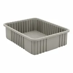 This plastic hanging bin is designed for use with standard wire shelving systems. It provides organized storage for small parts, tools, and supplies in warehouses, workshops, and industrial facilities. The bin measures 17 x 22 x 8 inches and is white.