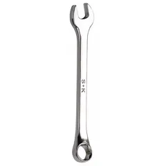 Chrome-finished alloy steel combination wrench with 6-point box end and open end. 3/4 in head size, 10 in overall length. Used for tightening and loosening SAE fasteners in automotive, industrial, and mechanical applications.