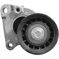 The DAYCO 89372 self-adjusting belt tensioner maintains proper tension in automotive serpentine or accessory belt drive systems. It features a single pulley with a 2 3/4 in outside diameter to reduce belt slip, noise, and wear. This tensioner is used in vehicle engine accessory drive systems to ensure reliable operation of components such as alternators and water pumps