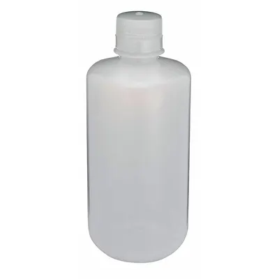 GLOBE SCIENTIFIC Sampling Bottle: LDPE, 33.81 fl oz, 1 L, Natural - LDPE Narrow Mouth Round Lab Bottles