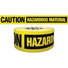 APPROVED VENDOR Caution Hazardous Material Barrier Tape, 3 in x 500 ft, Polypropylene, Black on Yellow, B354Y4437-200