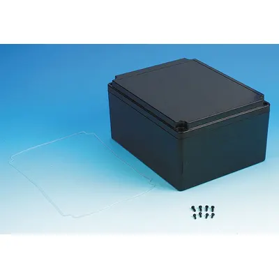 BOX ENCLOSURES Enclosure: Black, Polycarbonate, 9 in x 7 in x 5 in, NEMA 4 - Nonmetallic Enclosures